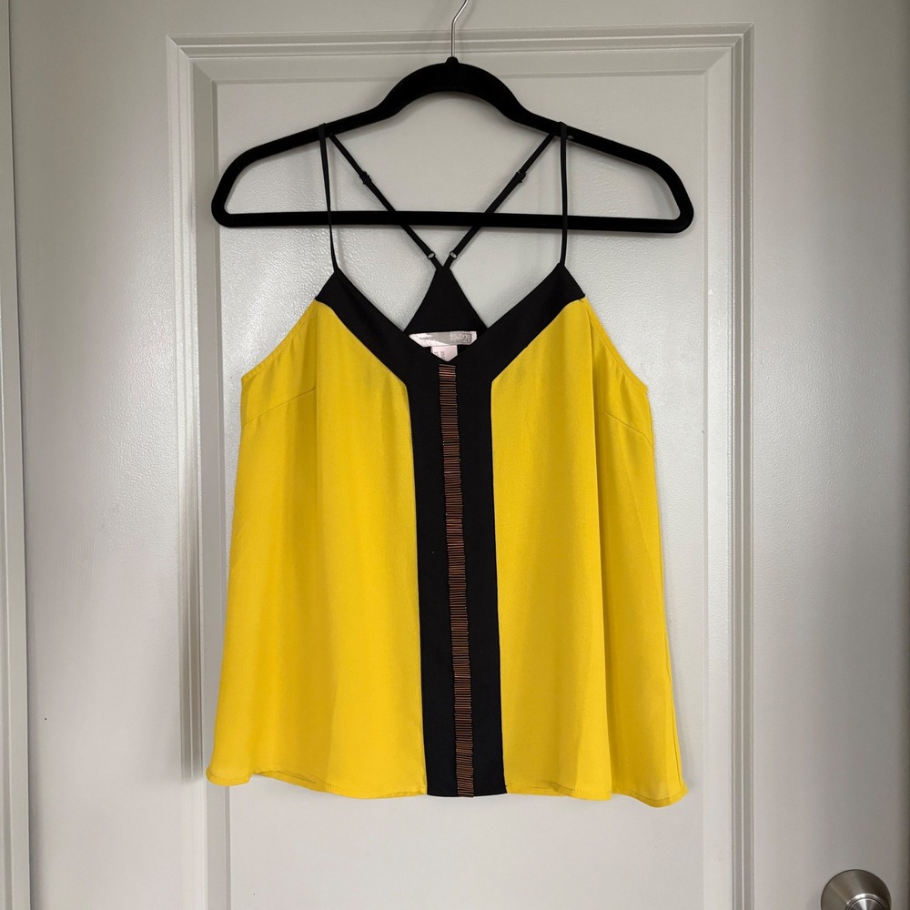 Love 21 Beaded Racerback Camisole Colorblock Yellow Black XS